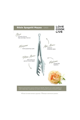 Rösle 12920 Paslanmaz Çelik Spagetti Maşası 30 CM