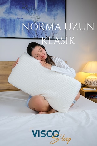 Visco Yastık Norma Uzun Klasik Viskon Kılıf Ergonomik 80x40x12 Cm