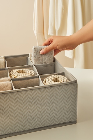 Ocean Home Textile 6'lı Bölmeli Gri Balıksırtı Çekmece İçi Düzenleyici Kutu Set