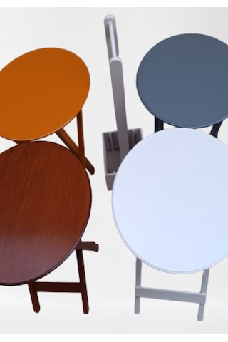 Çanta Zigon Sehpa Oval Dörtlü Model Ahşap Mdf Gri,ceviz,beyaz Ve Hardal Renk Uyumu El Yapımı