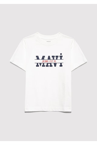Mavi Logo Baskılı Ekru Erkek Çocuk T-shirt M6610397-70057 Ekru