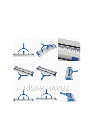 Hisar Havuz Alüminyum Havuz Süpürgesi - 2 İnç Vakum Bağlantılı, 45 Cm Genişlik - Lüks Havuz Temizleme Aparatı Tekerlekli Ve Klipsli