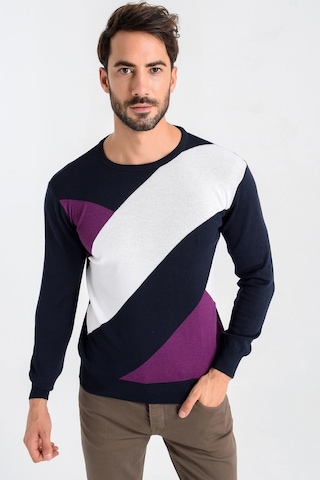 Heyss Bisiklet Yaka Desenli Lacivert Erkek Triko Kazak (380822121) Lacivert