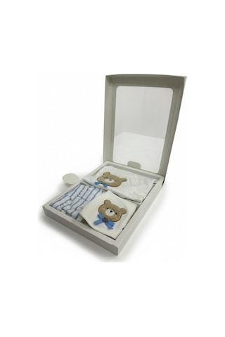Balbeybi Yenidoğan Ayıcıklı 5 Parça Bebek Hastane Çıkış Seti %100 Pamuk Unisex Kutulu Set Beyaz