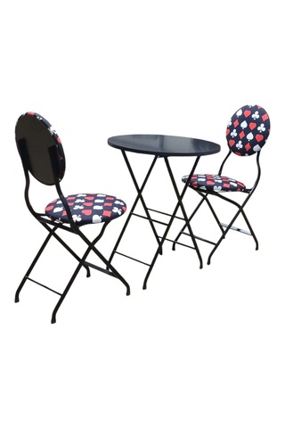Katlanabilir İskanbil Desenli Metal Masa Ve Sandalye Takımı - 2 S