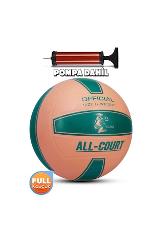 All Court Voleybol Topu Pompa Dahil Set Kauçuk Dikişsiz Yekpare Üretim İç Dış Mekan No:5 Pembe Pembe