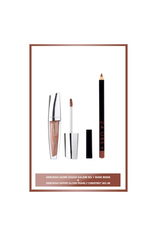 08 Super Gloss + Deborah 24 Ore Dudak Kalemi No: 1 Nude Beıge Diğer