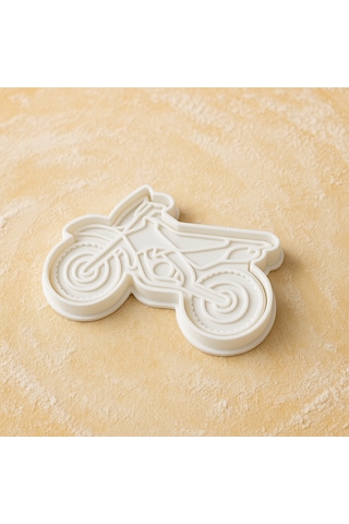 Motorsiklet Şekilli Kurabiye Kalıbı - Motor Temalı Kurabiye Ve Fondan Kesme Kalıbı Beyaz