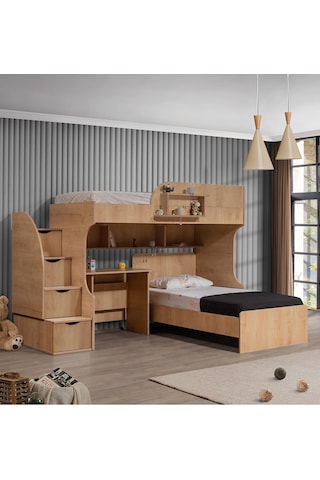 Ranza, Aura Ranza Karyola Masa 3 Kapaklı Dolap + 2 Comfort Yatak 90 X 190 CM