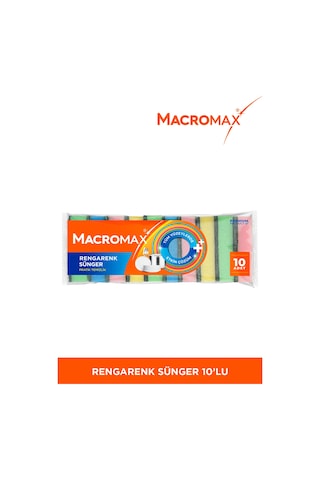 Rengarenk Bulaşık Süngeri 10'lu Mega Ekonomik Paket, Çok Amaçlı Yüzey Süngeri