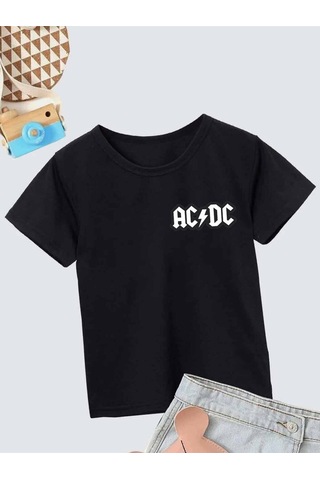 Noıssey Kod:vsk Siyah Çocuk T-shirt Kids-acdc-ön-arka-