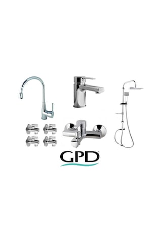 Gpd Solus Mte55 + Mbb55 + Mlb55 + Dst19-3 + Fkm01 Armatür Musluk Batarya Seti 8'li Krom