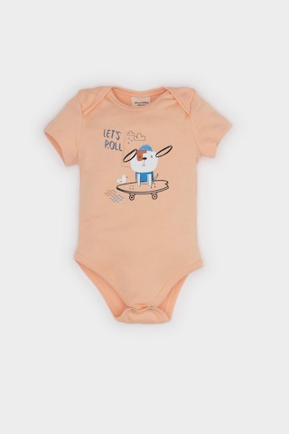 Defacto Erkek Bebek Yenidoğan Bisiklet Yaka Baskılı Ribana Kısa Kollu Çıtçıtlı Body E8230a525smog290 Turuncu