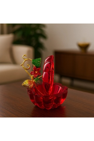 Kristal Kelebekli Dekoratif Kapaklı Obje 10x8