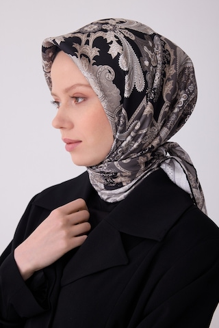 Belli Etnik Desen İpek Twill Eşarp - 2026 İlkbahar-yaz T 4304 Gri