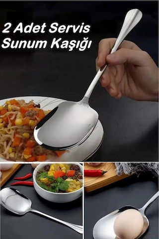 Ucr Home 2 Adet Paslanmaz Metal Büyük Boy Servis Sunum Kaşığı Çelik Servis Kaşığı Sunum Kaşık