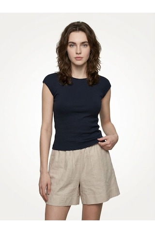 Slim Fit Kadın Tshirt K.kol Lacivert