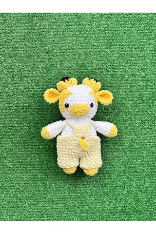 İnek Organik Amigurumi Örgü Oyuncak Sarı