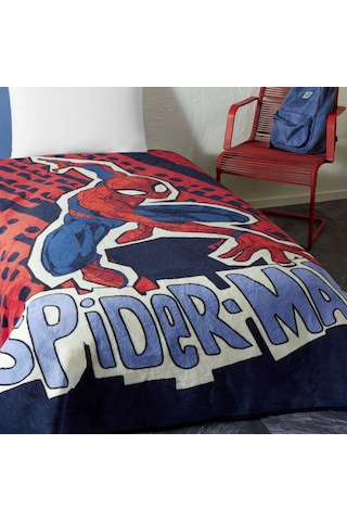 Lisanslı Spiderman Block Tek Kişilik Battaniye Beyaz