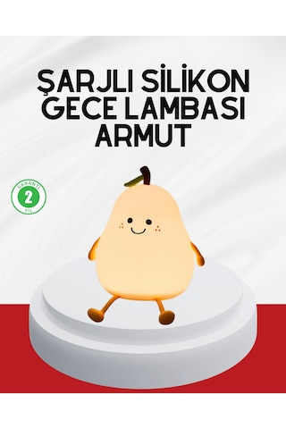 Usb Şarjlı Armut Gece Lambası Dokunmatik Renk Değişimli Çok Renkli
