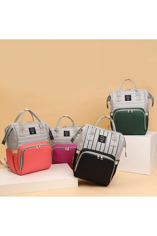 Hangfox Anne Çanta İki Askılı Büyük Kapasiteli Biberon Isıtıcı Su Geçirmez Oxford Kumaş Sırt Çantası Koyu Mor Mor