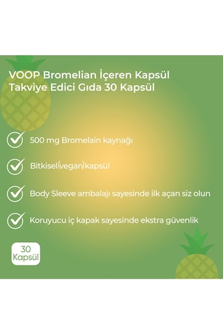 Voop Bromelain 500 MG Ananas 30 Bitkisel Kapsül