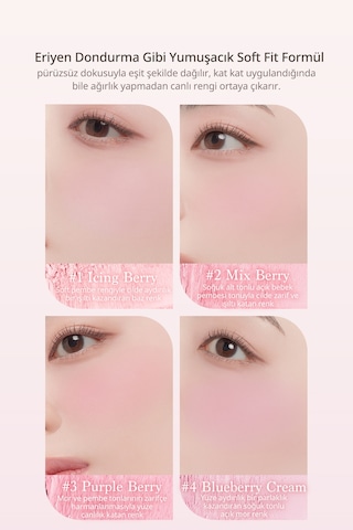 Dasique Karıştırılabilir Renk Tonlarına Sahip 4lü Allık Blending Mood Cheek 08 Blueberry Sorbet 08 Blueberry Sorbet
