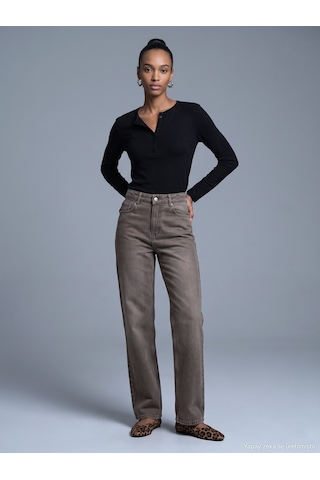 Dilvin 72354 %100 Lyocell Wide Leg Jean-kahve