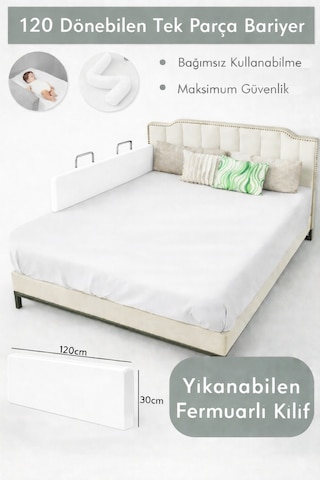 Miralay Yeni Nesil Yatak Bariyeri 120 CM Beyaz