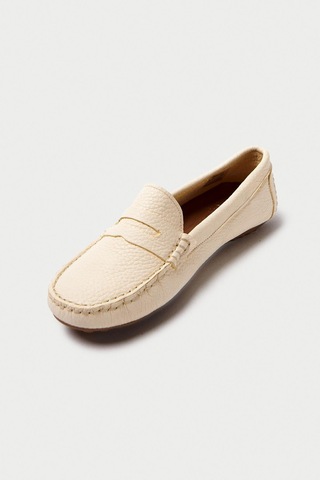 Mubiano Hakiki Deri 202-bj Oval Burunlu Kadın Bej Babet & Loafer Ayakkabı Bej