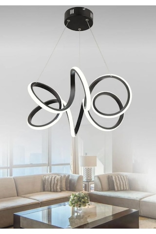 Sarkıt Modern Led Avize Siyah Kasa Beyaz Işık Siyah