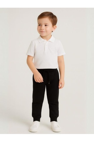 Çocuk Beli Paçası Lastikli Yumuşak Dokulu Okul Eşofman Altı-16088 Siyah