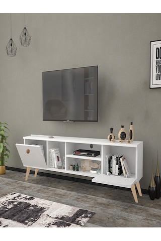 Mbes Mobilya Esin Beyaz 160 Cm Tv Ünitesi (Stoktan Hızlı Kargo)