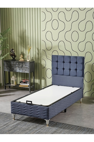 Beehanem Bengü Tek Kişilik 3lü Set Yatak+baza+başlık İndigo 120 X 200