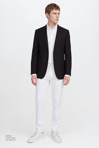 AC&Co / Altınyıldız Classics Erkek Sıyah Slim Fit Dar Kesim Mono Yaka Torba Cepli Blazer Ceket Siyah
