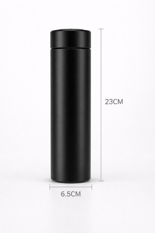 Siyah Dijital Isı Göstergeli Termos 500 Ml - Akıllı Paslanmaz Çelik Dereceli Termos Mat Siyah