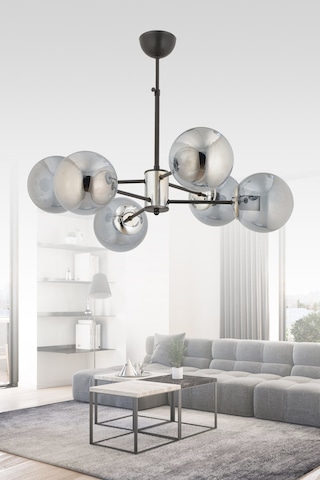 Madrid 6'lı Füme Glob Camlı Modern Sarkıt Avize Oturma Odası Salon Antre Siyah Siyah Madrid 6'lı Füme Glob Camlı Modern Sarkıt Avize Oturma Odası Salon Antre Siyah Siyah