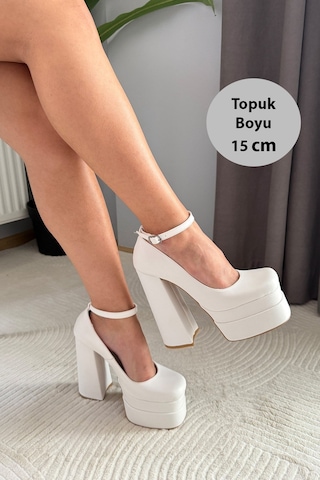 Kadın Sophia 15 Cm Platform Topuklu Ayakkabı Beyaz