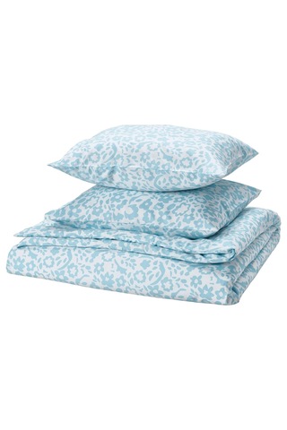 Ikea Cymbalblomma Beyaz-mavi 240x220/50x60 Cm Çift Kişilik Nevresim Seti Beyaz Mavi