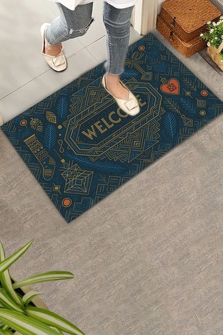 Valerine Life Art Deco Stili Yılbaşı Yeni Yıl Noel Welcome Hoş Geldiniz Kapı Önü Paspası 45x70cm Kahverengi