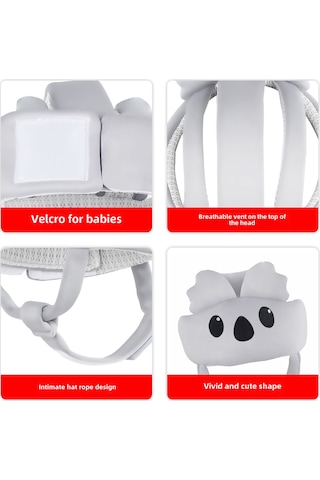 Hangfox 1-6 Yaş Bebek Yürüme Korumalı Kask, Nefesli Ağ Kumaşı, Çarpma Koruyucu, Sevimli Kartoon Desenli Güvenli Kafa Koruyucu Diğer