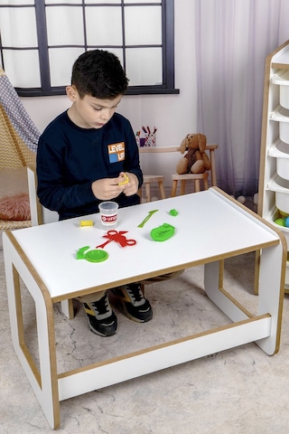 Çocuk Oyun, Aktivite Ve Etkinlik Masası, Beyaz-beyaz, 18mm Mdf Beyaz