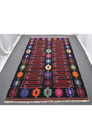 Zehra Abla Halı El Dokuma Benzersiz Karakeçili Balıkesir Yörük Yün Kilim 7078 Çok Renkli