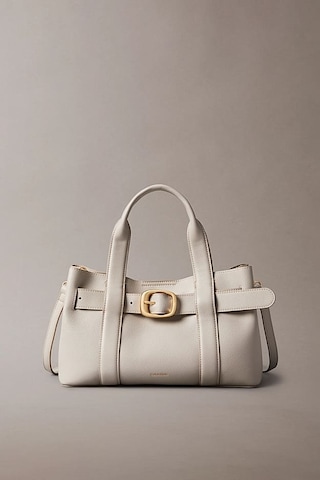 Kadın Tokalı Çıkarılabilir Askılı Mini Tote El Çantası - Krem Chateau