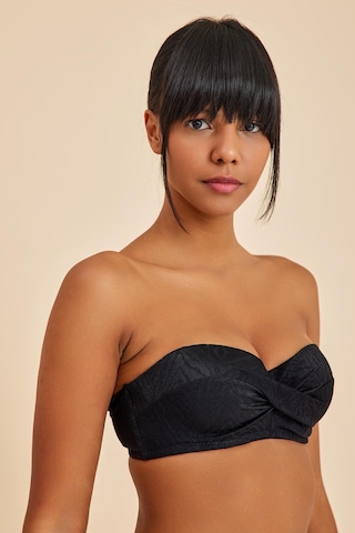 Amarelle Bali Siyah Balenli Dolgulu Straplez Push-up Bikini Takım Siyah