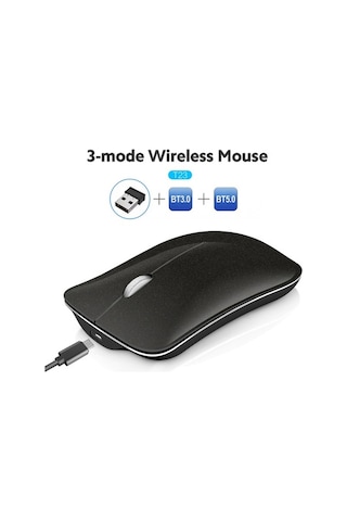 Novahub Hxsj T23 3 Modlu Kablozsuz Fare - 2.4g+bt3.0+bt5.0, 1600dpi, 400mah Şarjlı, Ergonomik Siyah Optik Mouse Optik