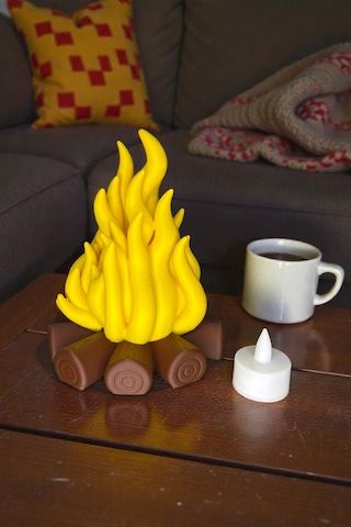 3d Baskı 16 Cm Kamp Ateşi Led Mum Dekoratif Tealight Gece Lambası Masa Üstü Aydınlatma Sarı-16cm