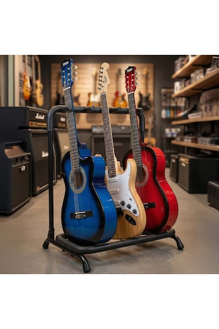 Lastvoice Gtr-03 Mağaza Tipi 3'Lü Üçlü Gitar Standı Sehpası