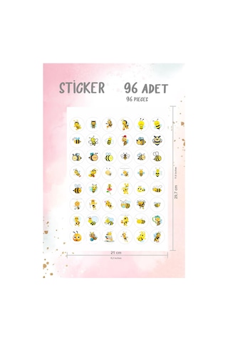 Arı Figürlü Etiket 3 x 3 CM 96 Adet