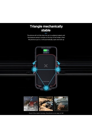 Moveevo Araç İçin Kablosuz Şarj Cihazı Ve Telefon Tutucu - Hızlı Şarj, 8mm Algılama Mesafesi, Çoklu Koruma Özellikleriyle